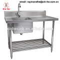 Commercial 2 Zwei-Kammer-Spüle mit Drainboard, Edelstahl Doppel-Catering-Küchenspüle Work Bench Tisch mit Untergestell